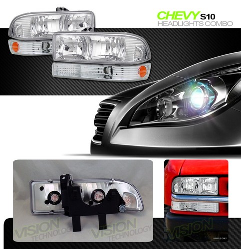 Chrome Headlights+Parking Bumper Lights Am Ks For 98-04 Chevy S10 Blazer/Pickup - Bild 2 von 2