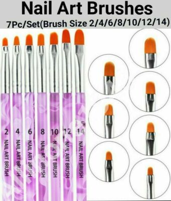 7Pcs Acrylic Nail Art Brush set Nail Art Pen Tips UV Builder Gel Painting Brush 