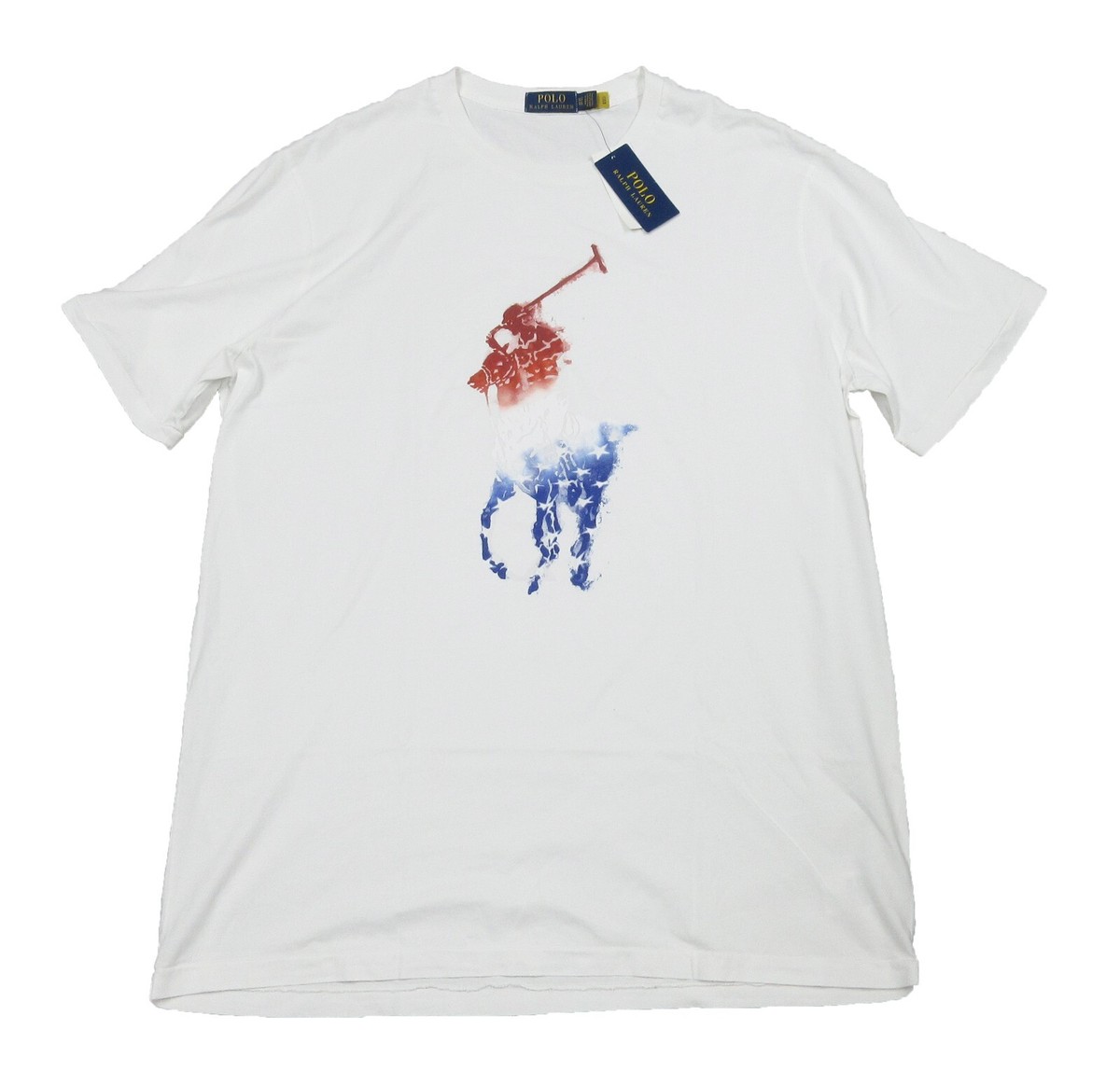 Polo Ralph Lauren Big Tall Men's White Pony Player Tie-Dye Short Sleeve  Shirt
