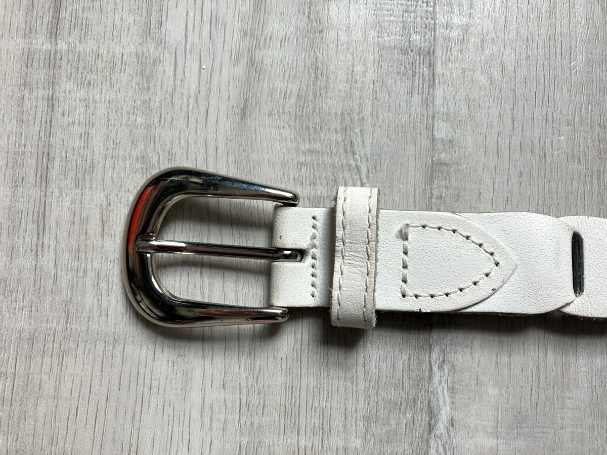1980s White Leather Link Belt | eBay