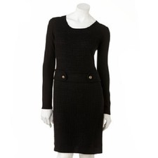 New Ab Studio Women's Cable Knit Sweater Dress Black Size L 