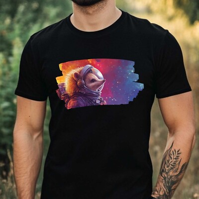 Herren T-Shirt Igel als Astronaut Motiv Baumwolle Größe XS bis 5XL