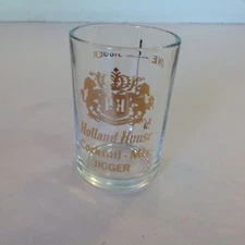 Vtg Souvenir Shot Glass Holland House Cocktail Mix Jigger Double Lion Gold Tone