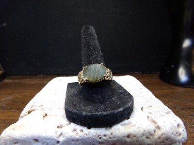 Ladie's 925 Yellow Gold-Plated Ring with Labadorite Stone, Size 8.5, UK R 6 gram
