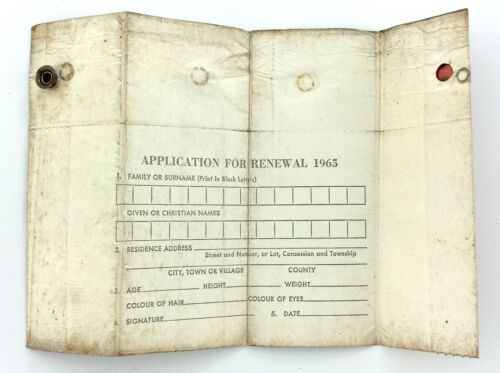 Residents Licence To Hunt Bear And Deer 1964 Ontario Canada Game And Fish L457 - Picture 2 of 5