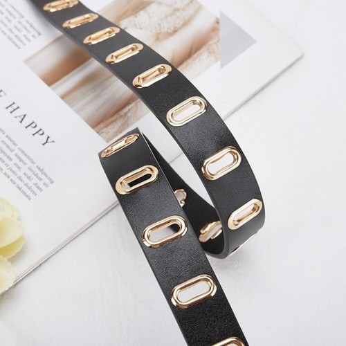 Round Buckle Women Waistband Thin Waist Belt Fashion PU Leather Belt Student - Picture 8 of 16
