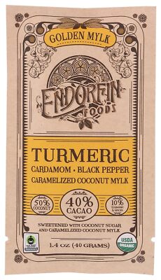 Endorfin Foods Organic Golden Milk Chocolate Bar 40% Cacao 1.4 Oz Pack Of 4