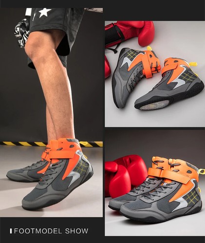 Men Boxing Shoes High Top Anti Slip Wrestling Shoes Breathable Training Sneakers - Picture 18 of 22