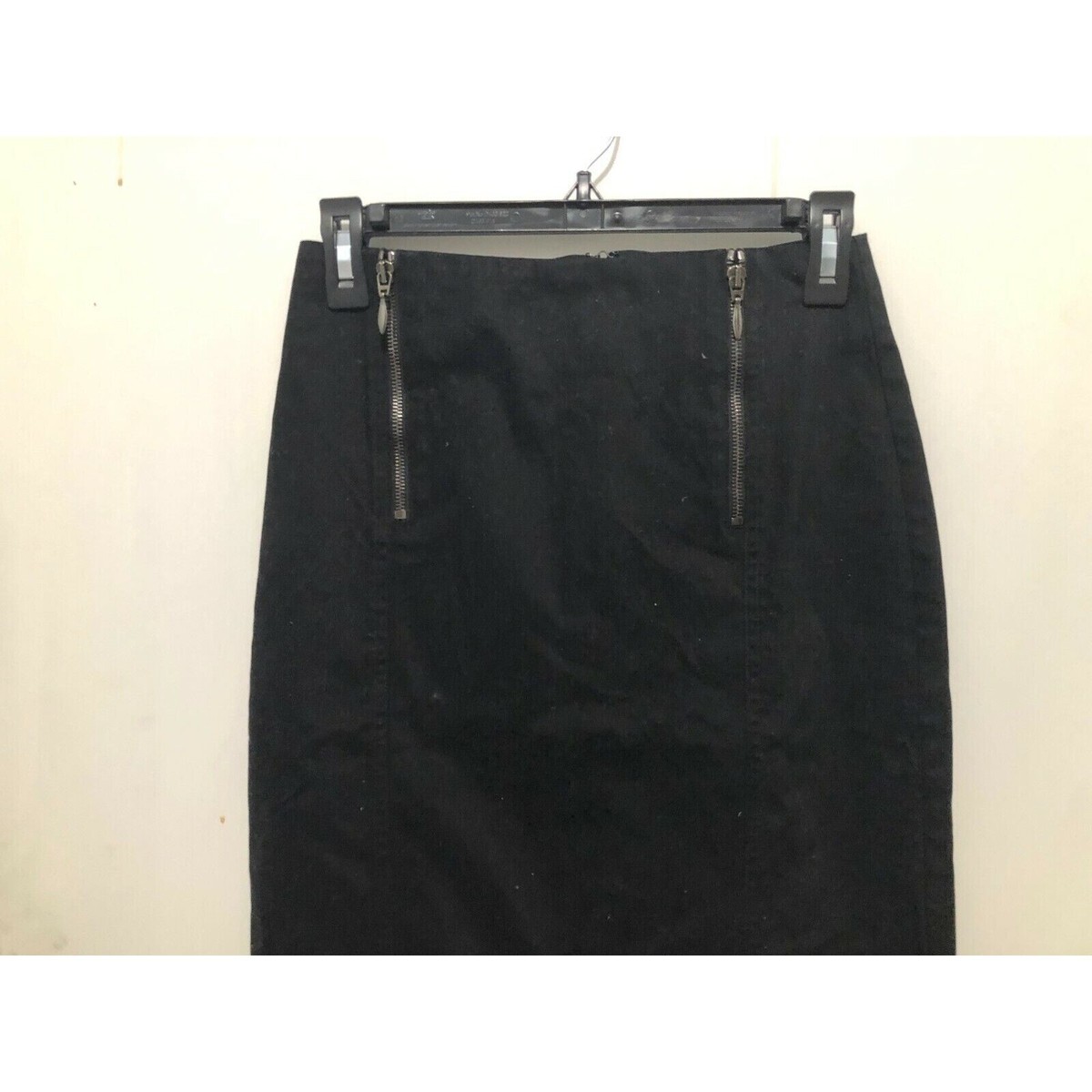 McQ Alexander McQueen Black Pencil Skirt 2 Front Zippers SZ
