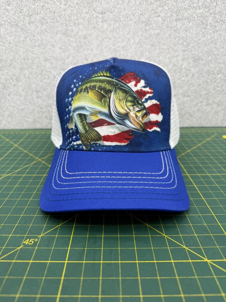 “Patriotic Bass” American Flag Trucker Style SnapBack Cap Hat - by The Mountain - Image 4 of 4