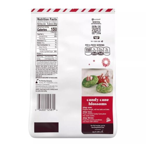 HERSHEY'S KISSES Candy Cane Flavored, Limited Edition Christmas Bulk Bag 2.2 lb - Picture 2 of 6