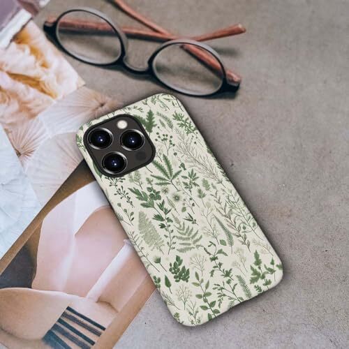 Case Compatible with iPhone 14 Pro Max vintage Sage Green Floral pattern - 第 7/8 張圖片