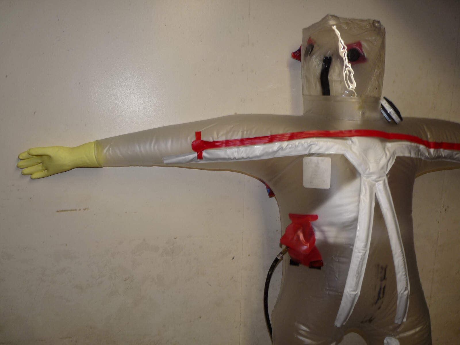 Inflatable supplied air PVC hazmat nuclear radiation protection suit  XL  NEW