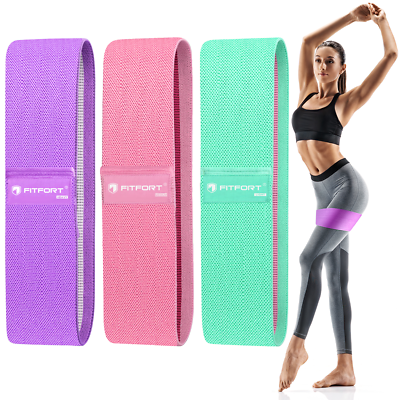 Blue Colour Scheme Fabric Resistance Bands Set - 3 Levels Non-slip Hip Bands For Strength - View #10
