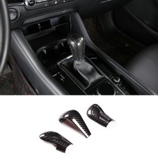 3pcs Carbon Fiber Style Central Gear Shift Head Cover Trim For Mazda 3 2020-2022
