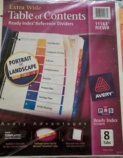 Avery Extra-Wide Ready Index Dividers, 8-Tab, Assorted, 8/Set (AVE11163)