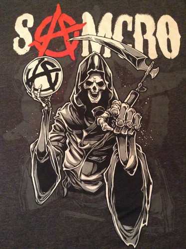 Sons Of Anarchy SAMCRO Grim Reaper SOA Redwood Original T-Shirt Charcoal Grey - Picture 9 of 15