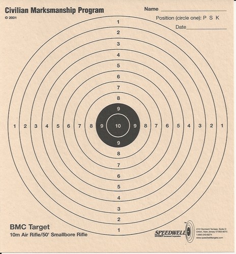 BMC 10m Air Rifle/50' Smallbore Rifle Target, 6-1/2" x 7", 1-1/4" Black (100) - Picture 1 of 1