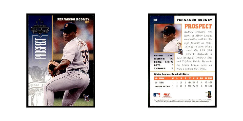 2003 Donruss Champions Fernando Rodney Baseball Cards #98 - Image 3 of 3