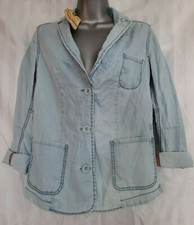 Wrangler Ladies Pale Blue Denim Thin Casual Boiler Blazer Jacket Top Size S New