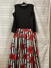 Delcoce Sexy Two Piece Floral Print Pockets Long Party Dress Women Sz 5XL 45.00