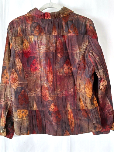 Multiples Damen Blazer Jacke Knopfleiste Brauntöne Rottöne Goldtöne Größe L #13090 - Bild 3 von 4