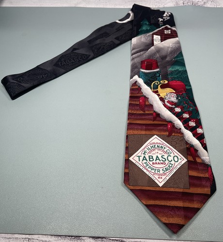 TABASCO Men's Necktie Santa Claus Christmas Holiday Pepper Sauce USA 100% Silk - Picture 3 of 5