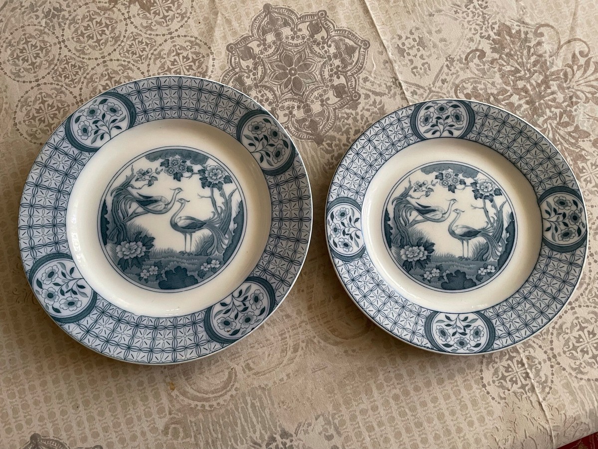 Johnson Bros. “Mongolia” Flow Blue Made in England 2 Plates Rare 1