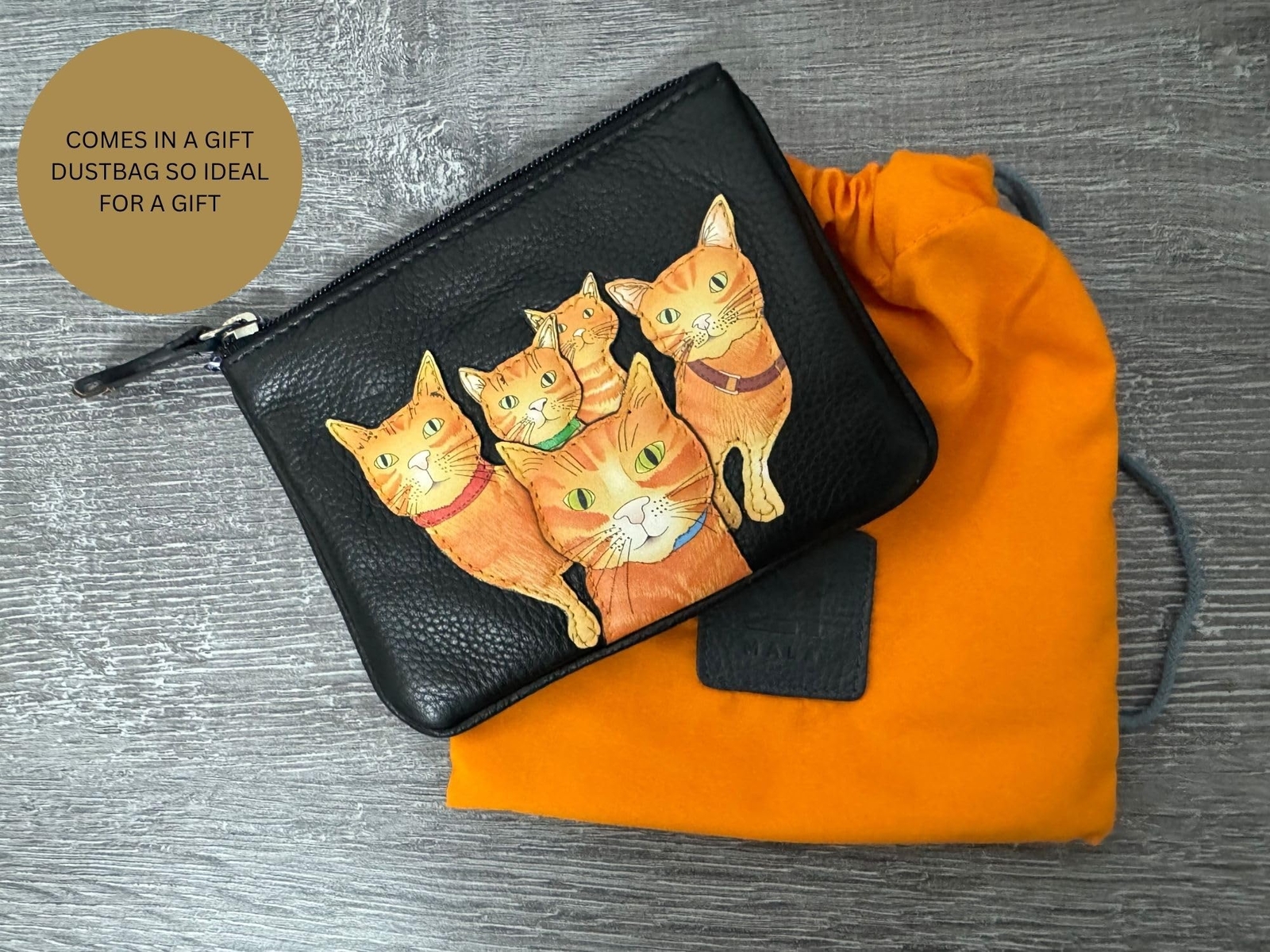 Premium Leather Kitty Crew Cat Coin RFID Purse by Mala Leather - gingertom Cats