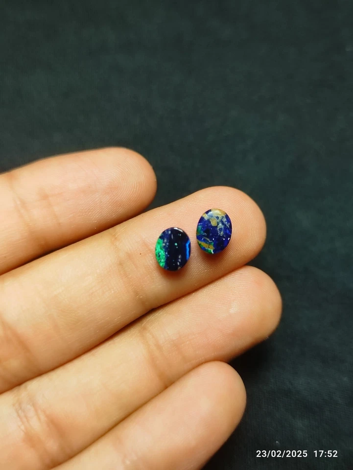 Azurite Malachite Oval Cabochon 8x6mm Deep Blue-Green for Jewelry - Image 3 of 4