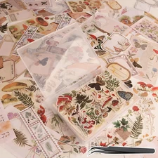 200Pcs Vintage Scrapbook Stickers, Aesthetic Junk Journal Stamping Supplies Kit,