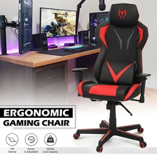 Red Reclinable[LUMBAR SUPPORT+HEADREST]Gaming Racing Chair Office Executive Seat