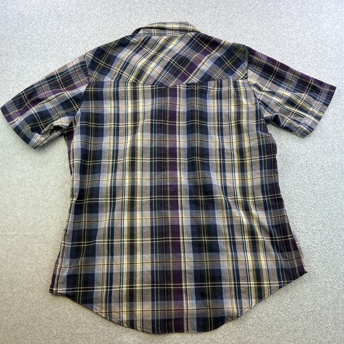 Ely Cattleman Shirt Mens Large Blue Purple Plaid Short Sleeve Pearl Snap Adult - Picture 9 of 9