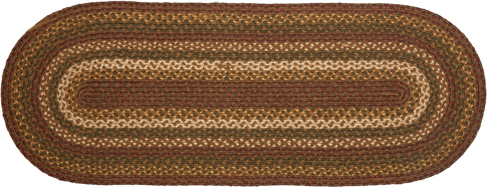 Tea Cabin JUTE RUNNER 13X36 Ovalado Country Verde Tostado Marrón Marcas VHC Foto 3 de 4