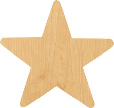 Star 5 Laser Cut Out Wood Shape Craft Supply - Woodcraft Cutout