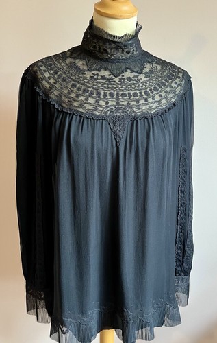 *Peruvian Connection* Silk Blouse 'Drawing Room' Blouse Blk Chiffon UK14 RP£375 - Picture 11 of 17