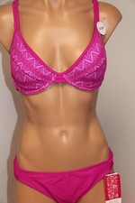 NWT Hula Honey Swimsuit Bikini 2 piece set Sz L D-cup Pink Crochet