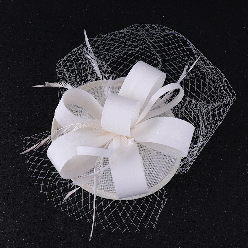 Birdcage Veil Flower Feather Side Wedding Fascinator Classic Funeral