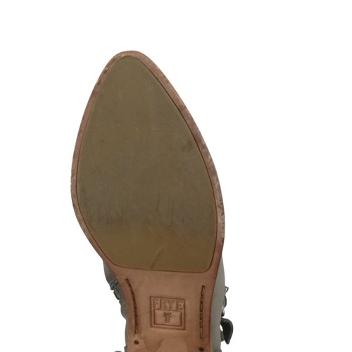 Frye Ray Belted Bootie Suede Ankle Boots Size 6.5 Gray Buckle Harness Western - Picture 6 of 10