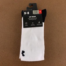 Under Armour Unisex M 7-8.5 W 6-10 White UA Team Over-The-Calf Sock 1 Pair NWT