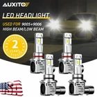4X AUXITO 9005 9006 LED Headlight Kit Combo Bulb 6500K High Low Beam Super White