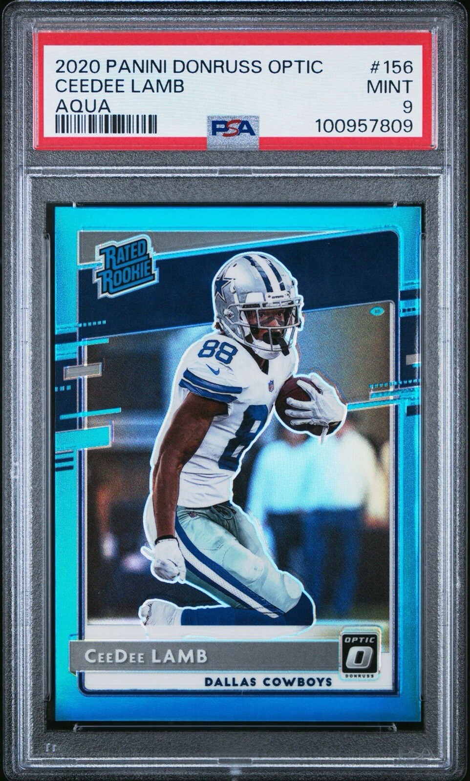 2020 Donruss Optic Ceedee Lamb Rated Rookie Aqua /299 PSA 9 Rookie #156