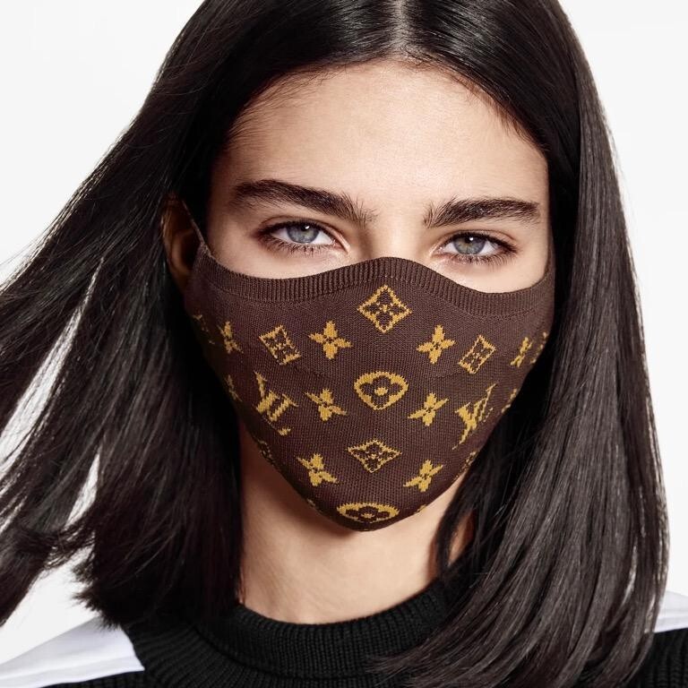 NEW LOUIS VUITTON Monogram Brown Knit Face Mask S00 M76747 NEW LOUIS VUITTON Monogram Brown Knit Face Mask S00 M76747