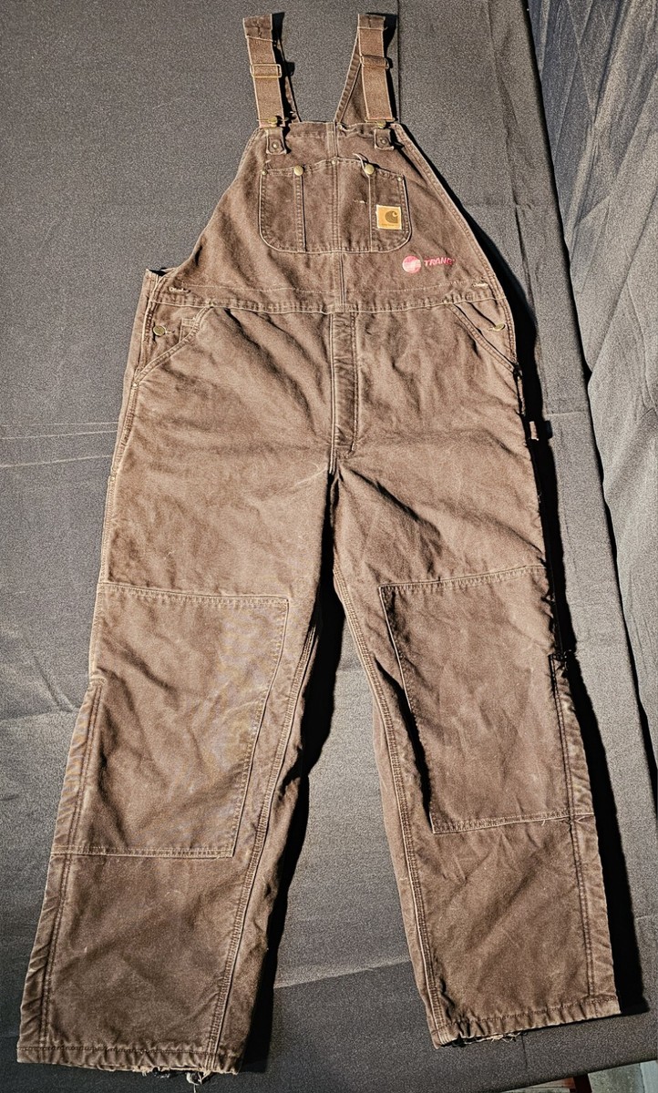 Carhartt R27 DKB Insulated Quilted Duck Bib Overalls Zippered Leg