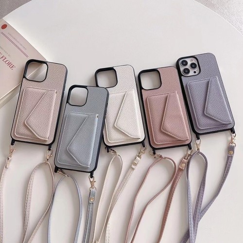 Crossbody Lanyard PU Leather Card For iPhone 16 Pro Max 15 14 13 12 Case Cover - Picture 9 of 30