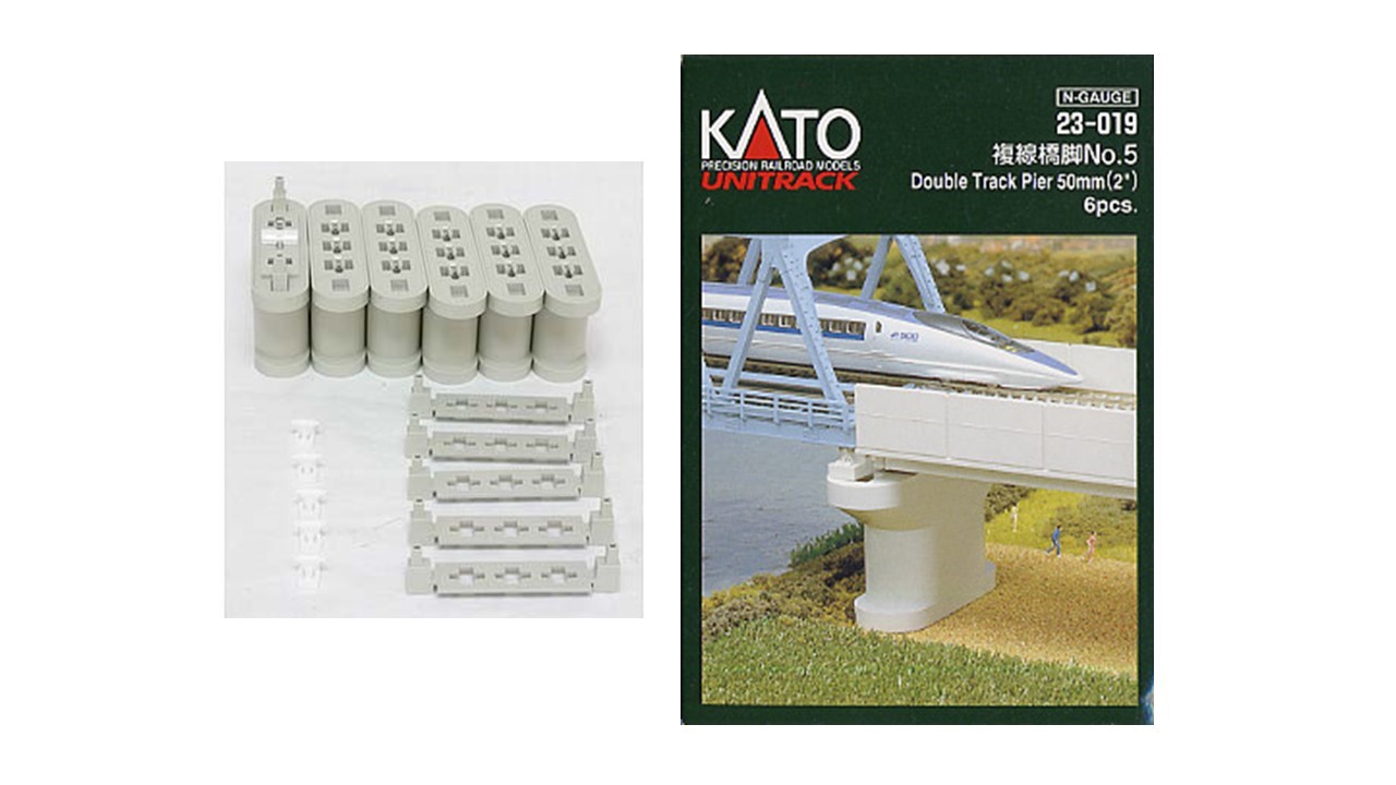 KATO 23-019 Fixation Rapide 6 Pilliers de Viaduc Voie Double 50mm Train N