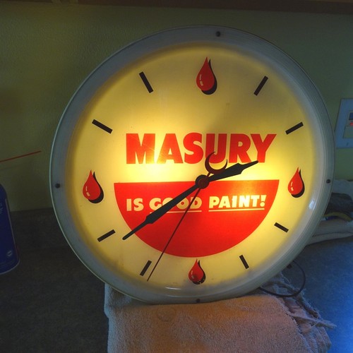 Orologio da parete vintage Masury "Is Good Paint", elettrico, funziona bene, quadrante in plastica - Foto 16 di 18