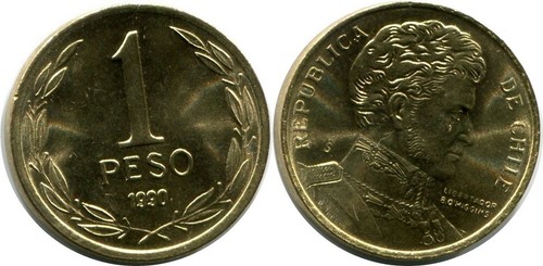 1 PESO 1990 CHILE UNC Coin #M10072C - Picture 3 of 3