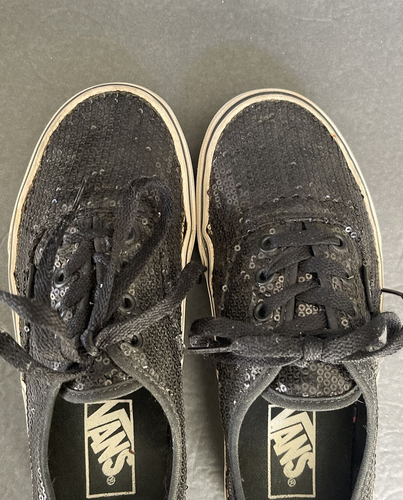 Vans Era Black Sequin Low Top Shoes Women size 6.5 - Picture 3 of 10