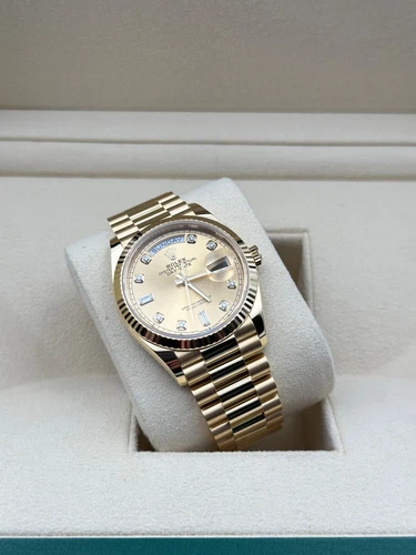 Rolex Day Date 128238 Yellow Gold Champ Diamond Dial 36mm Watch